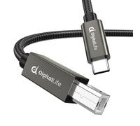 DigitalLife FlexMIDI Pro 2M USB-C to USB-B MIDI Cable for Piano Keyboard, MIDI Controller & Audio Interface, Compatible with Windows, macOS, Linux | Nylon Braided, MIDI-CB200-II