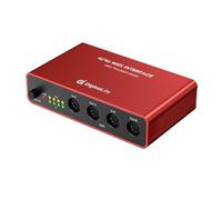 DigitalLife Quad-I/O | 4-In/4-Out MIDI Merge & Thru Box (Metal, Red)