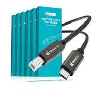 DigitalLife USB-C to USB-B MIDI Cable 6 Pack - 2M USB MIDI Interface Cable for MIDI Keyboards, Synthesizers & DJ Controllers - Studio Use - Class Compliant Windows macOS - FlexMIDI Vortex Series