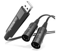 DigitalLife USB MIDI Interface - USB-A to Dual 5-Pin DIN (Female), 1-In/1-Out MIDI Adapter for Keyboard, Synthesizer, DAW - Plug & Play, Windows 11/macOS Compatible, 6.5Ft Metal Construction
