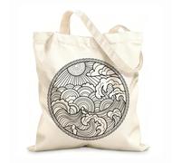 Digitally printed canvas bags Stormy weather and vintage sailboat logo map and compass 12 oz thick fabric Uses as a makeup bag 35x40cm Large