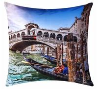 Digitally Printed Throw Cushion Covers 45 x 45cm City Theme Traveling Around The World Sofa Cushion Case [Venice Bridge]