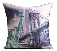 Digitally Printed Throw Cushion Covers 45 x 45cm City Theme Traveling Around The World Sofa Cushion Case [New York: Statue of Liberty]