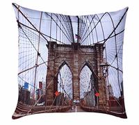 Digitally Printed Throw Cushion Covers 45 x 45cm City Theme Traveling Around The World Sofa Cushion Case [Brooklyn Bridge]