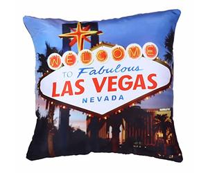 Digitally Printed Throw Cushion Covers 45 x 45cm City Theme Traveling Around The World Sofa Cushion Case [Las Vegas]