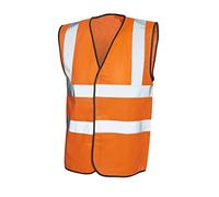 DigitalSpot Adults Sleeveless High Visiblity Work Wear Vest Top Hi Vis Reflective Stripe Waistcoat (Orange Large)