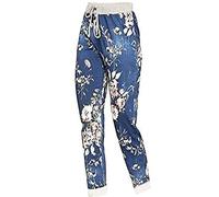 DigitalSpot Floral Rose Printed Denim Jeans Womens Turn Up Italian Pants Ladies Trouser