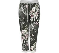 DigitalSpot Floral Rose Printed Denim Jeans Womens Turn Up Italian Pants Ladies Trouser