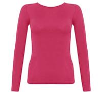 DigitalSpot Girls Long Sleeve Round Neck Top Plain T Shirt Childrens Sports Dance Casual Wear Basic Tee Top Cerise 9-10 Years