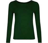 DigitalSpot Girls Long Sleeve Round Neck Top Plain T Shirt Childrens Sports Dance Casual Wear Basic Tee Top Bottle Green UK 12-14