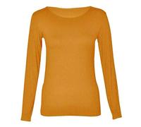 DigitalSpot Girls Long Sleeve Round Neck Top Plain T Shirt Childrens Sports Dance Casual Wear Basic Tee Top Mustard UK 12-14