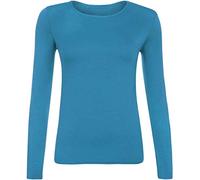 DigitalSpot Girls Long Sleeve Round Neck Top Plain T Shirt Childrens Sports Dance Casual Wear Basic Tee Top Turquoise 11-12 Years