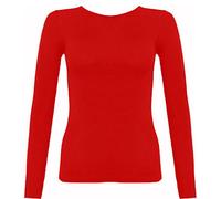 DigitalSpot Girls Long Sleeve Round Neck Top Plain T Shirt Childrens Sports Dance Casual Wear Basic Tee Top Red UK 20-22