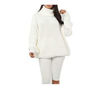 DigitalSpot Ladies Fluorescent Polo Roll High Neck Sweater Womens Chunky Knitted Jumper Cream Medium-Large UK 12-14