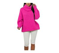 DigitalSpot Ladies Fluorescent Polo Roll High Neck Sweater Womens Chunky Knitted Jumper Neon Pink Small-Medium UK 8-10