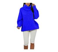 DigitalSpot Ladies Fluorescent Polo Roll High Neck Sweater Womens Chunky Knitted Jumper Royal Blue Small-Medium UK 8-10