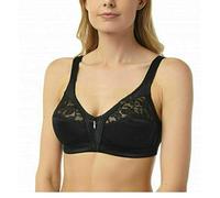 DigitalSpot Ladies Non Wired Firm Control Soft Cup Satin Lace Brassieres Womens Non Padded Underwear Bra Black