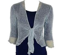 DigitalSpot Ladies Plain Knitted Open Front Bolero Cardigan Womens Tie Up Knitted Shrug Top Russian Blue One Size Fits UK 8-14