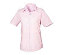 DigitalSpot Ladies Womens Collared Neck Short Sleeve Casual Party Wear Plain Poplin Shirt Top Pink 4X Large