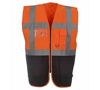 DigitalSpot Unisex High Visibility Executive Waistcoat Multi Functional Pocket Hi Vis Vests Orange/Black 3XLarge