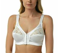 DigitalSpot Womens Front Fastening Bra Soft Cup Lace Satin Bras Ladies Firm Control Unpadded Full Cup Bra White