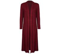 DigitalSpot Womens Plain Waterfall Sleevelss Cardigan Ladies Long Sleeve Open Front Maxi Cardigan (Long Sleeve Wine UK 20-22)