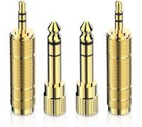 DigitConvert Headphone Adapter 6.35mm (1/4 Inch) Male to 3.5mm (1/8 Inch) Female and 3.5 mm Male Plug to 6.35 mm Female Jack, Audio Stereo TRS Converter Adapters (4 -Pack Gold Plated)