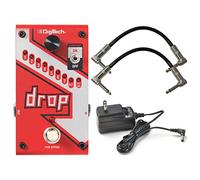 Digitech DROP Compact Polyphonic Drop Tune Pitch Shift Pedal with Momentary Latch Switching and True Bypass with Electronic Power Supply and Patch Pedal Cable
