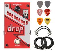 Digitech DROP Polyphonic Drop Tune Pitch-Shifter Pedal Bundle with 2 Patch Cables, 2 Instrument Cables, and 6 Dunlop Picks