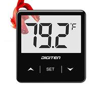 DIGITEN Aquarium Thermometer Digital Fish Tank Thermometer Stick On Water Terrarium Temperature Sensor with Large LCD Display High Low Alarm Reptiles Thermometer for Turtle Lizard Amphibians Reef