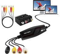 DIGITNOW! Video Capture Card Converts Hi8 VHS to Digital DVD for Windows/Mac, Video Grabber with Scart/AV Adapter