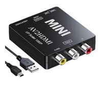 DigitPro RCA to HDMI Converter, 1080P AV to HDMI Adapter, Composite CVBS Analog to HDMI Video Audio Connector for PS2 Wii Xbox SNES N64 VHS VCR Camera DVD, Supporting PAL/NTSC