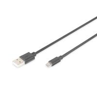 DIGITUS USB 2.0 cable - 1.8 m - USB A to Micro B - 480 Mbit/s - connection cable for computers, notebooks, hubs, smartphones - black