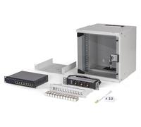 DIGITUS 10" Network Pack - 6U Network Cabinet - Shelf - Power Strip - 8 Port Switch - 12 Port Patch Panel - 12 Keystone Modules - 10 Patch Cables - Unmounted - SOHO Pro - Grey