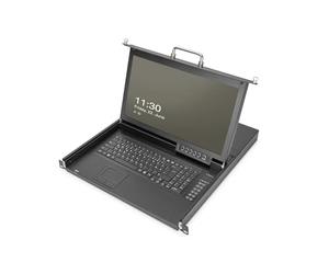 DIGITUS 17" KVM Console - FullHD - 8 Port HDMI-Switch - GE - Keyboard - for 19 Inch Server and Network Cabinet - Black