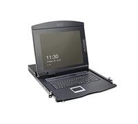 DIGITUS 19 inch/48.3 cm KVM Console with 17 inch/43.2 cm TFT Display (4:3), German Keyboard Layout, KVM Switch with 8 VGA Ports, Black