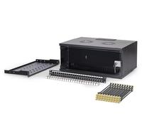 DIGITUS 19 inch Network Kit - 4U Network Cabinet - 1U Shelf - 24-Port Patch Panel - 24 Keystone Modules - 30 Patch Cables - Unmounted - SOHO PRO Series - Black