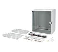 DIGITUS 19" Network Kit - 12U Network Cabinet - 2 Shelves 1U - 24-Port Patch Panel - 24 Keystone Modules - 30 Patch Cables - Power Strip - Unmounted - SOHO PRO Series - Grey