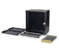 DIGITUS 19" Network Kit - 12U Network Cabinet - 2 Shelves 1U - 24-Port Patch Panel - 24 Keystone Modules - 30 Patch Cables - Power Strip - Unmounted - SOHO PRO Series - Black