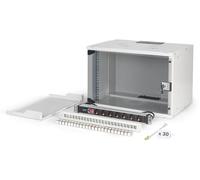 DIGITUS 19" Network Kit - 7U Network Cabinet - 1U Shelf - 24-Port Patch Panel - 24 Keystone Modules - 30 Patch Cables - Power Strip - Unmounted - SOHO PRO Series - Grey