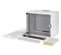 DIGITUS 19" Network Kit - 9U Network Cabinet - 1U Shelf - 24-Port Patch Panel - 24 Keystone Modules - 30 Patch Cables - Power Strip - Unmounted - SOHO PRO Series - Grey