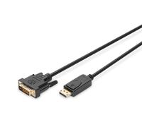 Digitus DisplayPort adapter cable - DP - DVI (24+1) - Full-HD 1080p/60Hz - Displayport 1.1a - 1.0m - with latch - suitable for monitors, graphics cards - black