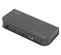 DIGITUS 2-Port KVM-Switch - 2x DP-1x DP/HDMI 2.0 Out - Single-Display - UHD 4K@60-Hz - USB/Audio, 2x USB 3.0, HDCP 2.2, DS-12850