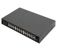 DIGITUS 26 Port Fast Ethernet PoE Network Switch - 24x 100 Mbps RJ45 + 1x Gbps RJ45 Combi + 1x SFP Port - 19 inch - 185W PoE Budget - 10/100 Mbps