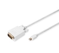 Digitus 2m Mini DP Male to DVI Male DisplayPort Adapter Cable - White Full HD -