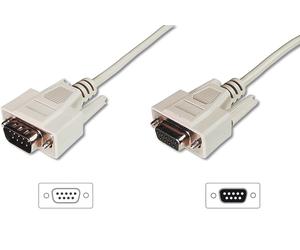 Digitus 3.0m D-Sub9 Male - D-Sub9 Female Datatransfer Extension Cable - Beige D-