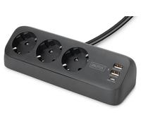 Digitus 3-way office socket strip with 2x USB-A and 1x USB-C connectio