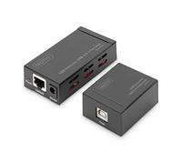 Digitus 4 Ports USB Network Hub & Extender - USB 2.0-50m range - CAT 5/5e/6 network cable - Transmitter & Receiver - Plug & Play - black