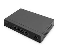 DIGITUS 5 Port Gigabit Ethernet PoE Network Switch - Unmanaged - 4x RJ45 PoE Ports + 1x RJ45 Uplink - 60W PoE Budget - CCTV Mode - 10/100/1000 Mbps - black