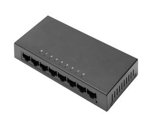 DIGITUS 8-Port Fast Ethernet Network Switch - Unmanaged - 8x RJ45 ports - 10/100 Mbps - Auto-MDI/MDI-X - Plug & Play - black
